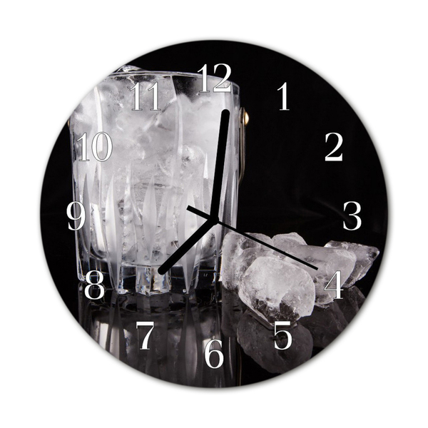 Glass Wall Clock Ice Cream Ice Black