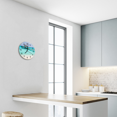 Glass Wall Clock Beach landscape blue