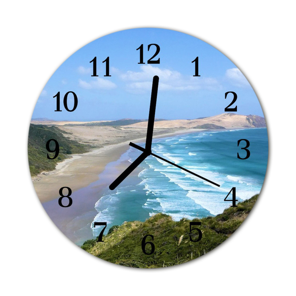 Glass Wall Clock Coast landscape blue