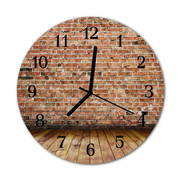 Glass Wall Clock Brick architecture red