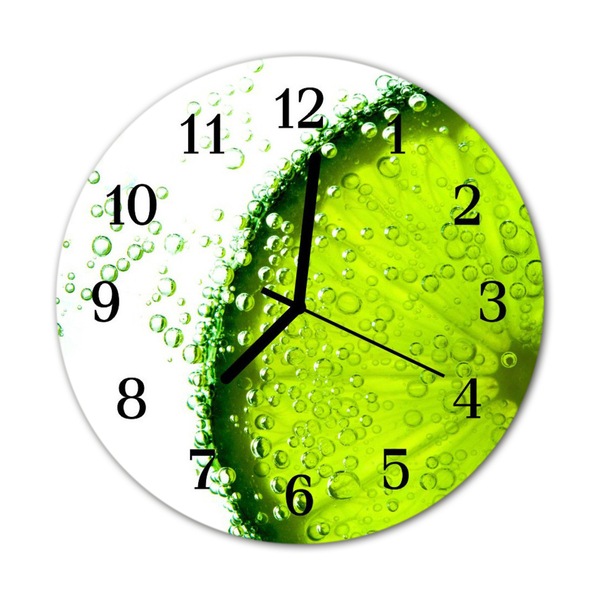 Glass Wall Clock Lime fruit green