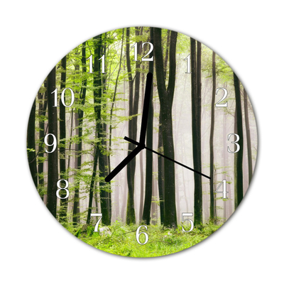 Glass Wall Clock Forest Forest Green