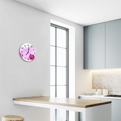 Glass Wall Clock Orchid flowers purple