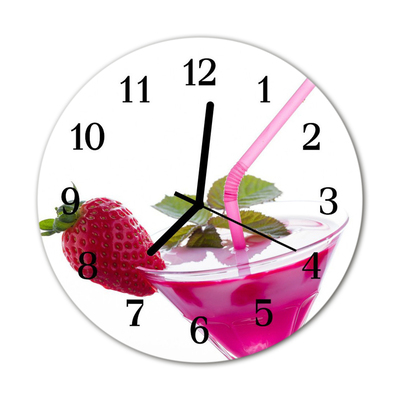 Glass Wall Clock Cocktail food and drinks pink