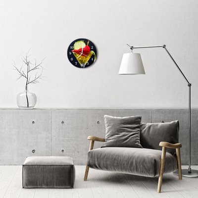 Glass Wall Clock Cocktail Food and Drinks Multi-Coloured