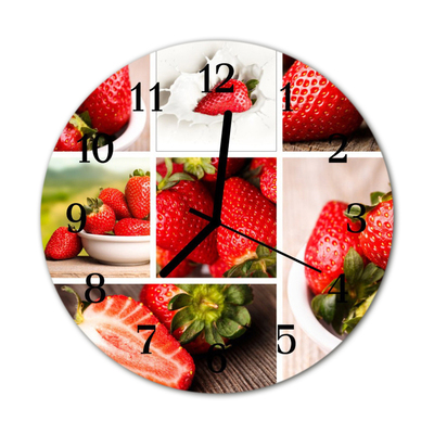 Glass Wall Clock Strawberries fruit red