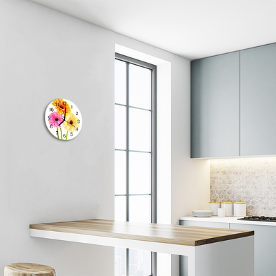 Glass Wall Clock Flowers flowers multi-coloured