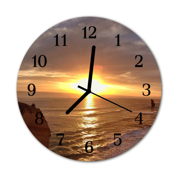 Glass Wall Clock Sunset nature orange