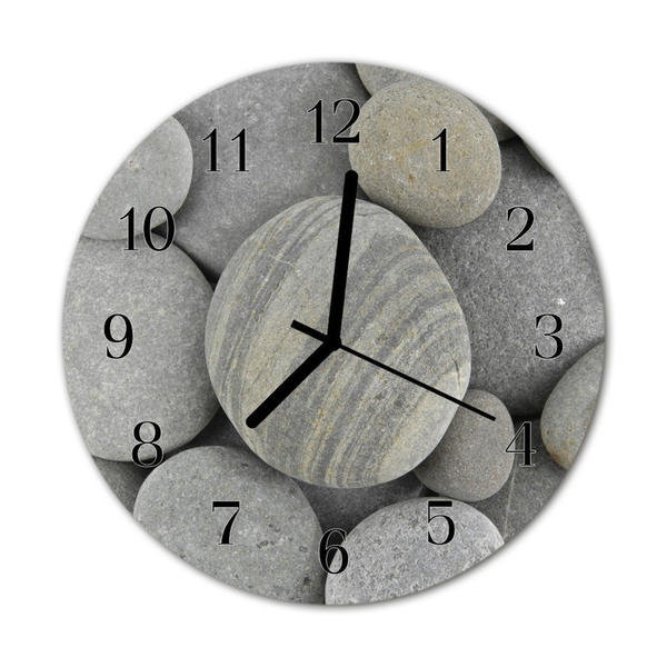 Glass Wall Clock Stones stones grey