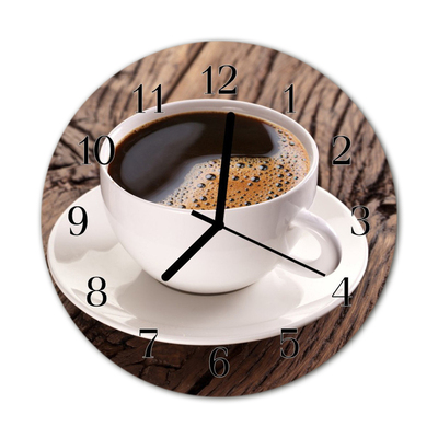 Glass Wall Clock Coffee food and drinks brown