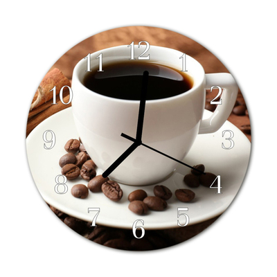 Glass Wall Clock Coffee Food and Drinks Brown