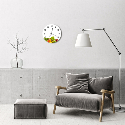 Glass Wall Clock Vegetables food and drinks multi-coloured