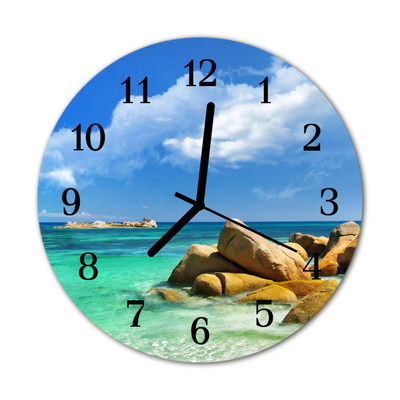 Glass Wall Clock Sea sea blue