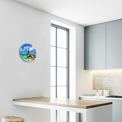 Glass Wall Clock Sea sea blue