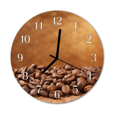 Glass Wall Clock Coffee Beans Food and Drinks Brown