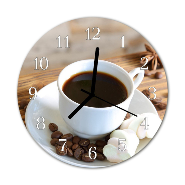 Glass Wall Clock Coffee Food and Drinks Brown