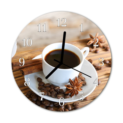 Glass Wall Clock Coffee Food and Drinks Brown