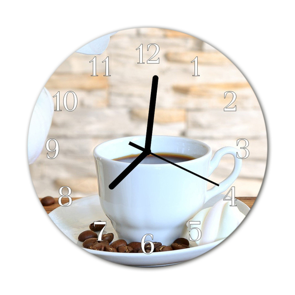 Glass Wall Clock Coffee Food and Drinks Brown