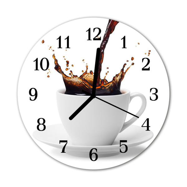 Glass Wall Clock Coffee food and drinks white