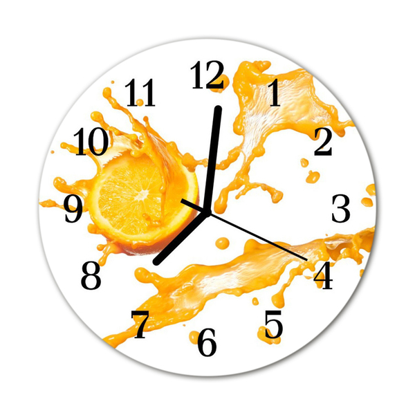 Glass Wall Clock Orange juice food and drinks orange