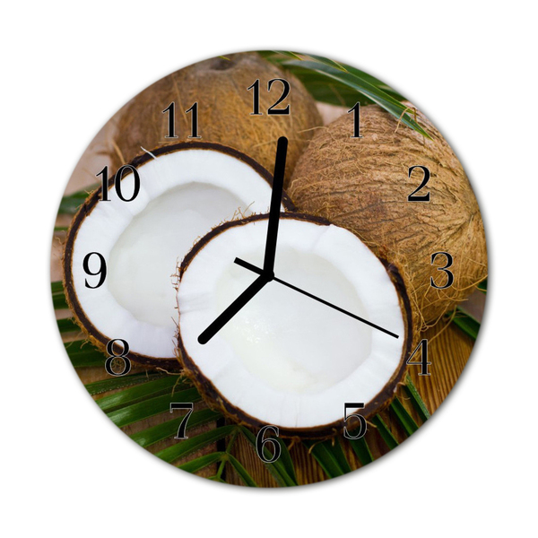 Glass Wall Clock Coconuts food and drinks brown