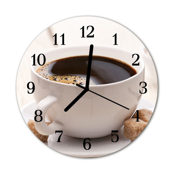 Glass Wall Clock Coffee food and drinks brown