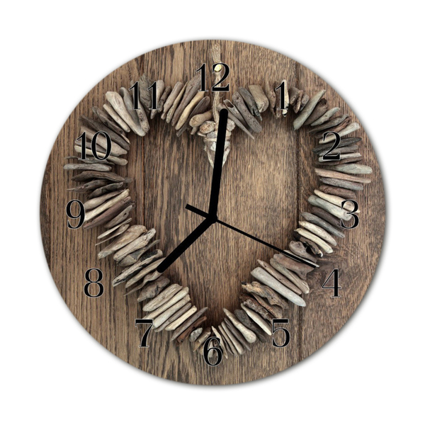 Glass Wall Clock Heart heart brown