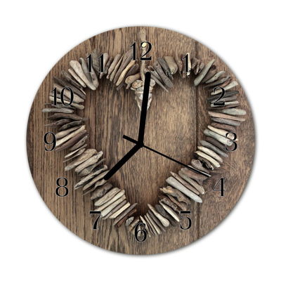 Glass Wall Clock Heart heart brown