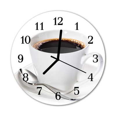 Glass Wall Clock Coffee food and drinks white