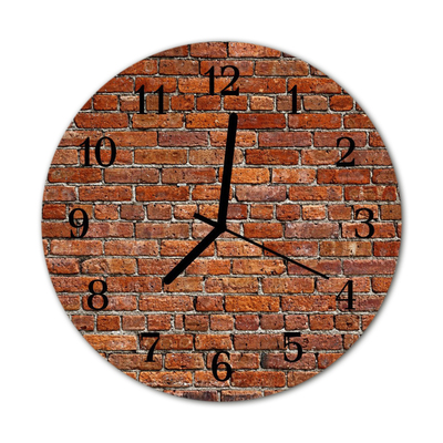 Glass Wall Clock Brick architecture red