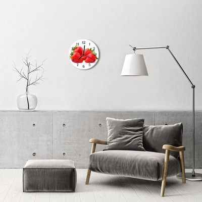 Glass Wall Clock Strawberries fruit red