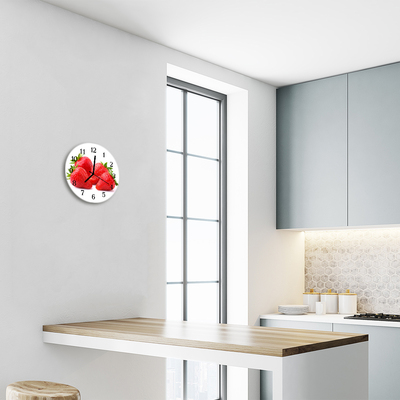 Glass Wall Clock Strawberries fruit red