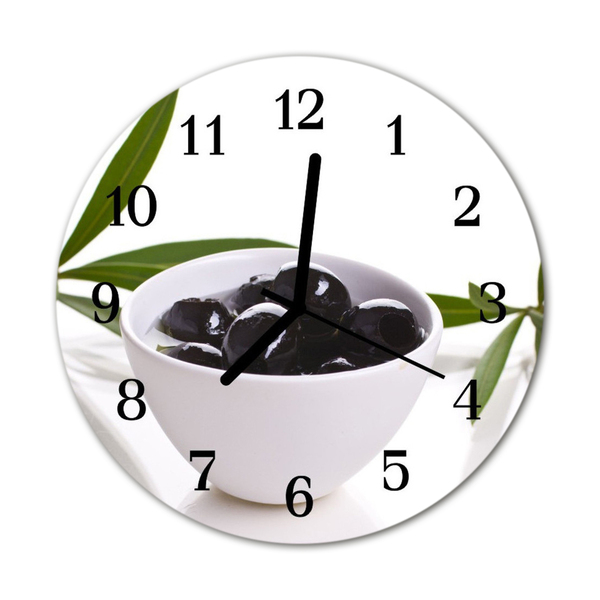 Glass Wall Clock Olives olives black