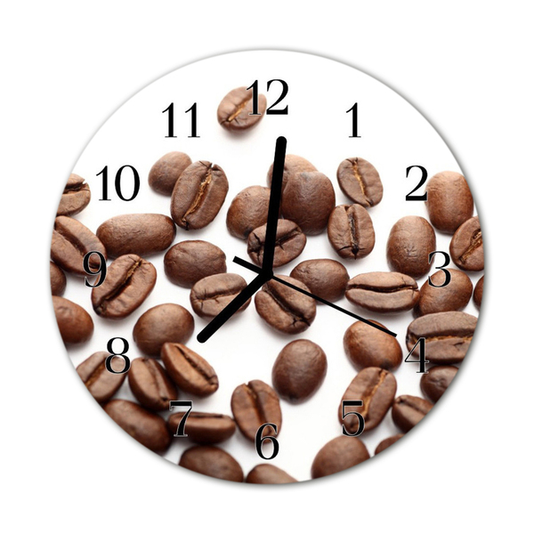 Glass Wall Clock Coffee beans food and drinks brown