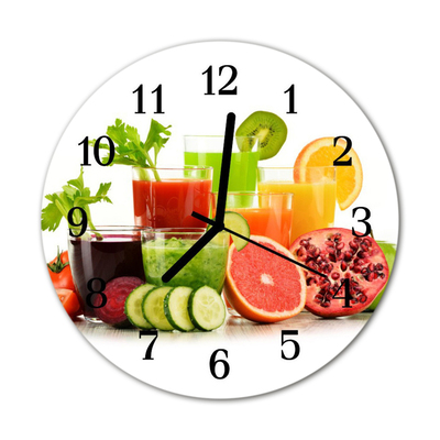 Glass Wall Clock Juices food and drinks multi-coloured