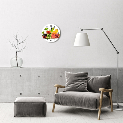 Glass Wall Clock Juices food and drinks multi-coloured