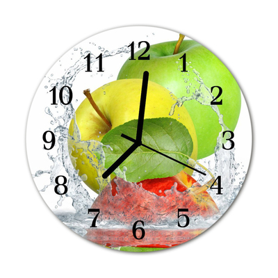 Glass Wall Clock Apple fruit yellow