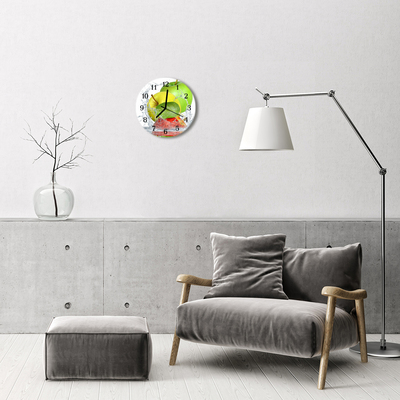 Glass Wall Clock Apple fruit yellow