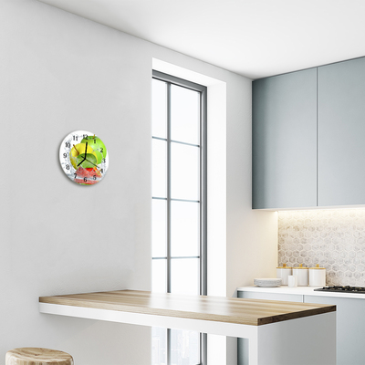 Glass Wall Clock Apple fruit yellow