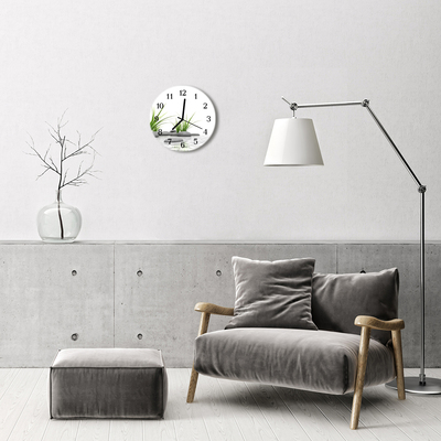 Glass Wall Clock Stones nature white