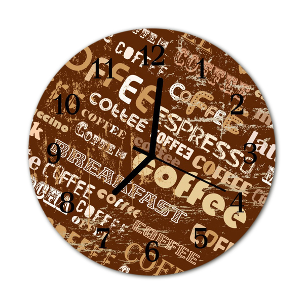 Glass Wall Clock Coffee food and drinks brown