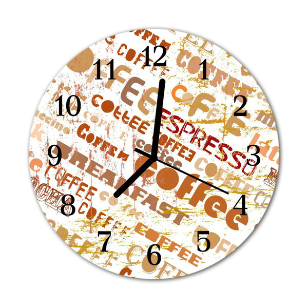 Glass Wall Clock Coffee food and drinks brown