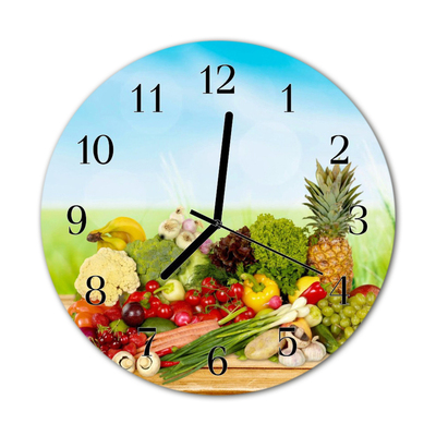 Glass Wall Clock Vegetable fruit food and drinks fruit multi-coloured