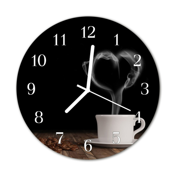 Glass Wall Clock Coffee Food and Drinks Brown