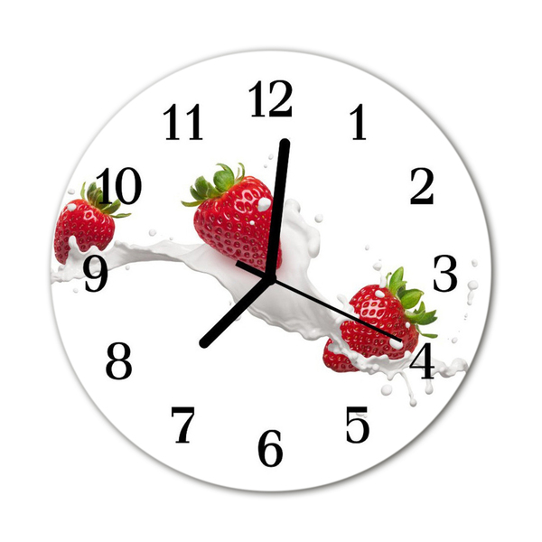 Glass Wall Clock Strawberry fruit white