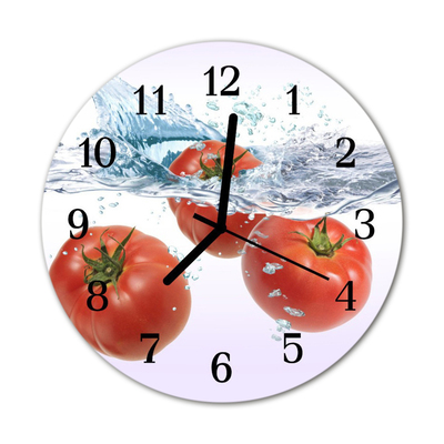 Glass Wall Clock Tomatoes food and drinks white
