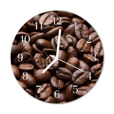 Glass Wall Clock Coffee Beans Food and Drinks Brown