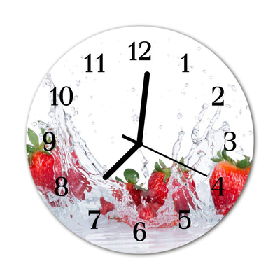 Glass Wall Clock Strawberry fruit red