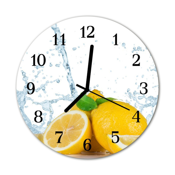 Glass Wall Clock Lemon fruit yellow