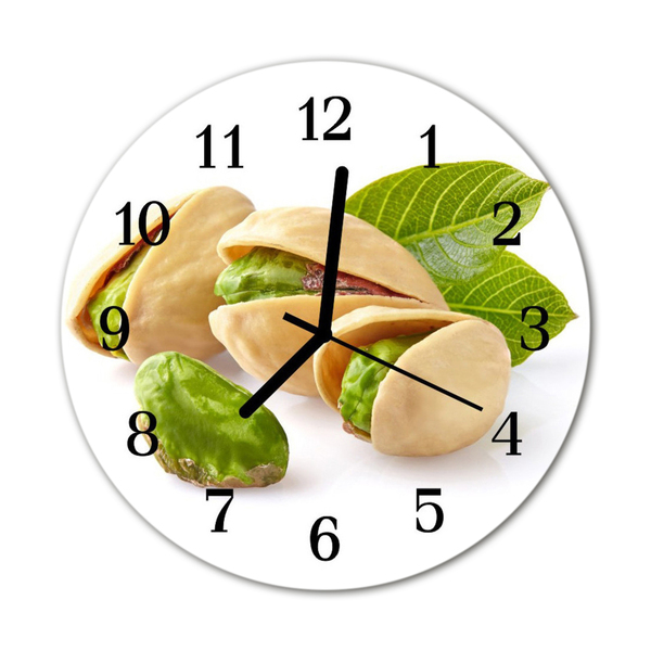 Glass Wall Clock Nuts food and drinks green